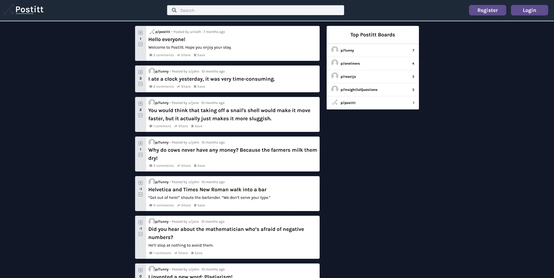 Screenshot of Postitt